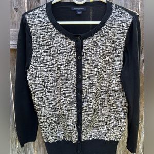 Black & Cream Button Front Cardigan